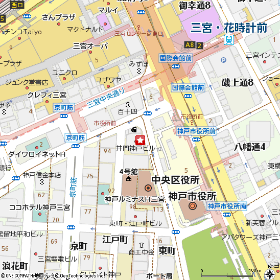 ＳＢＪ銀行神戸支店付近の地図